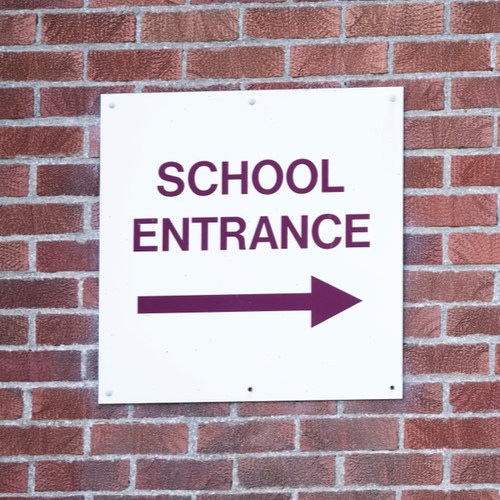 school entrance sign