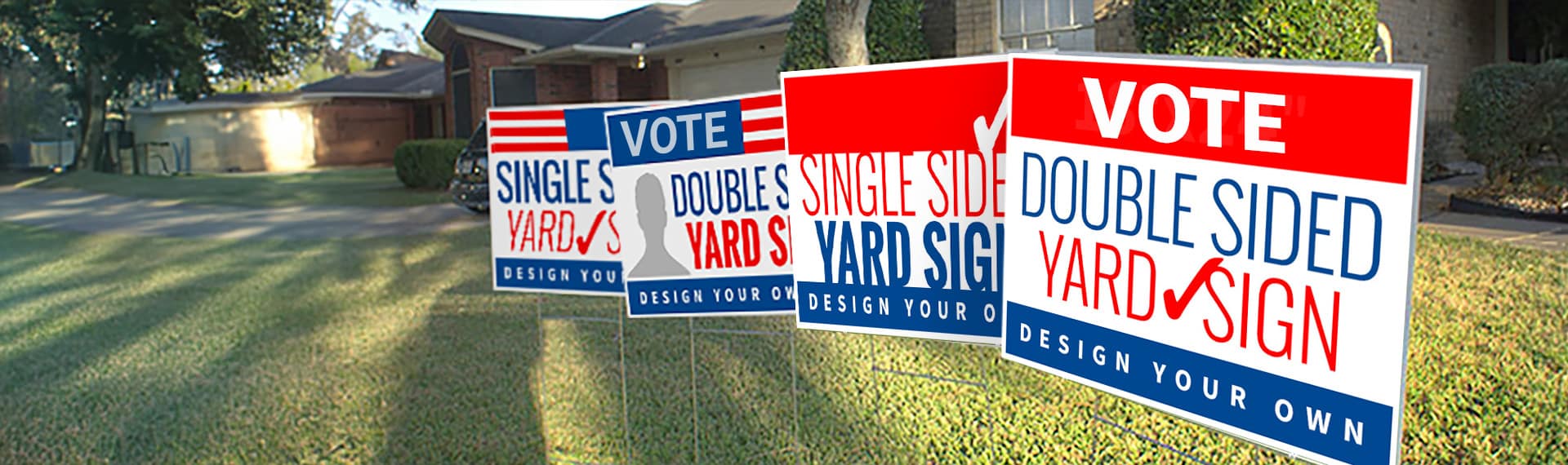 Corrugated plastic campaign signs printed with wire stakes by Houston Sign Company, serving Tomball, TX