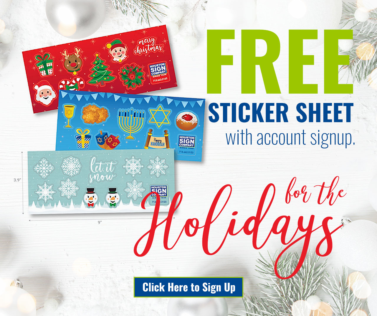 Free Sticker Sheet with Account Signup for the holidays